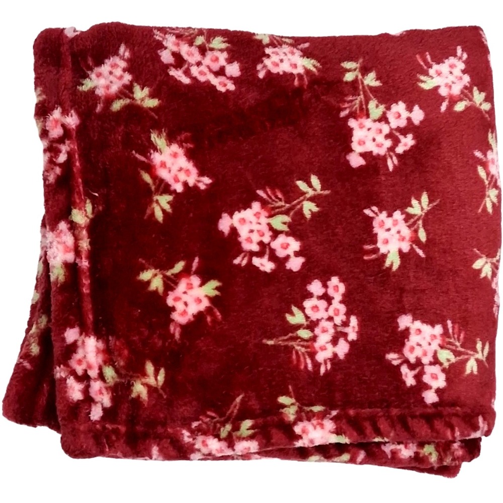 Baby Starters Girl Red Floral Blanket Plush Soft Fleece Lovey 30x40 Pink Flower